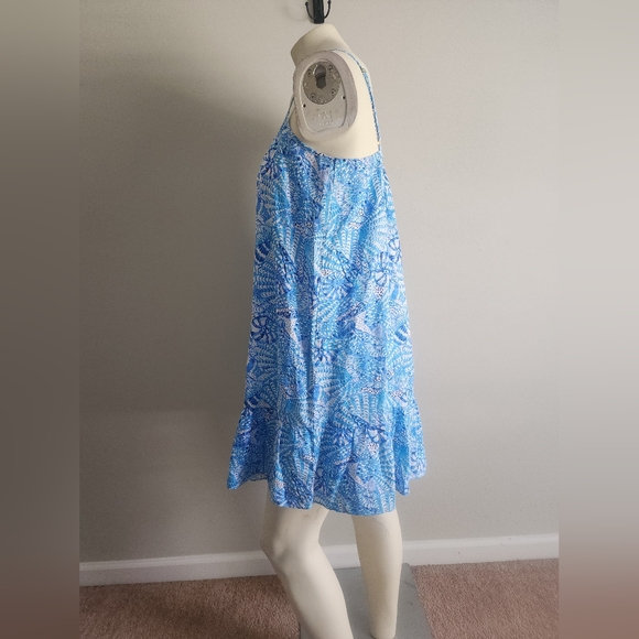 Lilly Pulitzer Jayden Mini Dress women small 100% Linen Blue/White Coastal beach - Picture 4 of 14